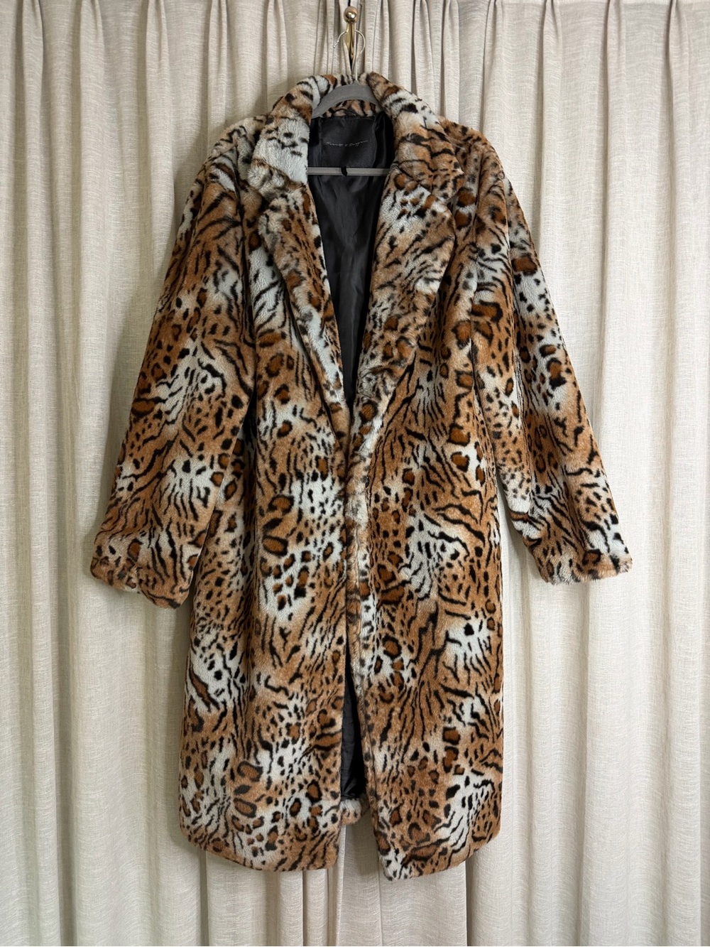 Leopard-Print Faux Fur Teddy Coat - Brown